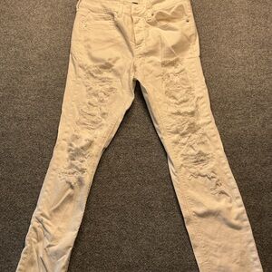 American Eagle Outfitters White Distressed Skinny Jeans